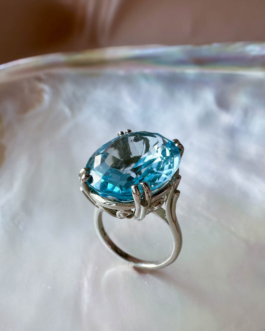 Blue Topaz & 14k White Gold Cocktail Ring