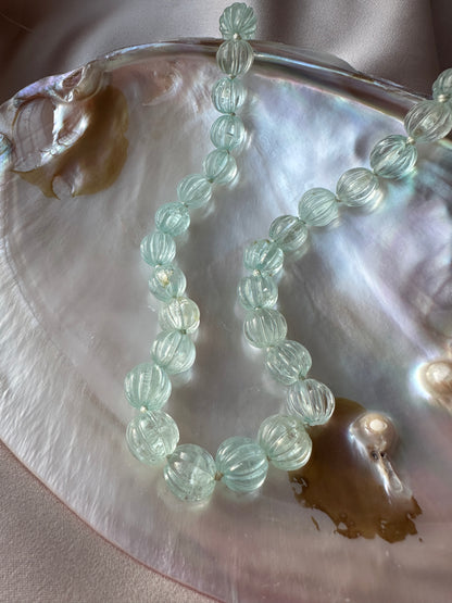 Oceanic Depths Aquamarine Bead Necklace