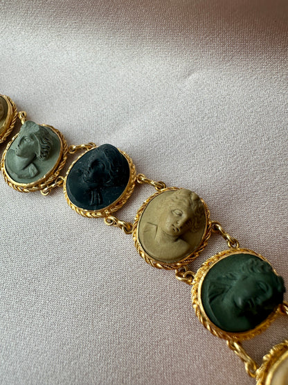 Lava Cameo & Yellow Gold Bracelet