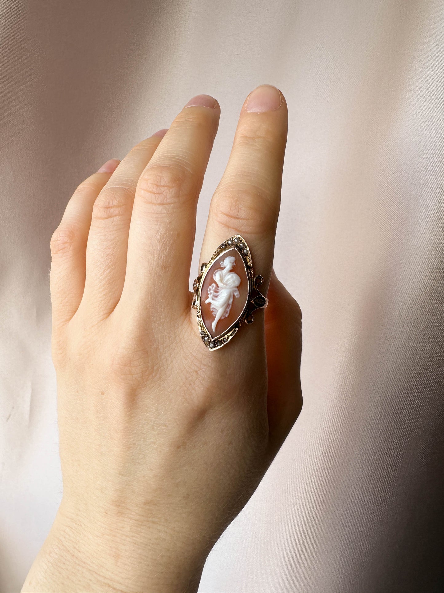 Victorian-Era Marquise Cameo Ring