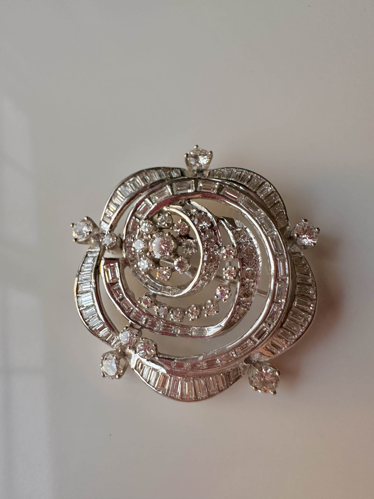 Vintage Diamond Rosette Brooch