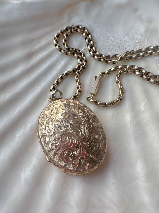 Engraved Antique Gold-Filled Victorian Locket