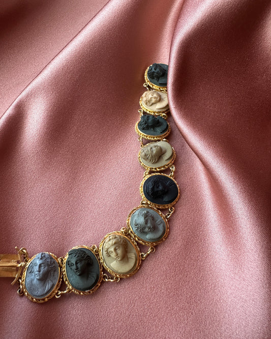 Lava Cameo & Yellow Gold Bracelet