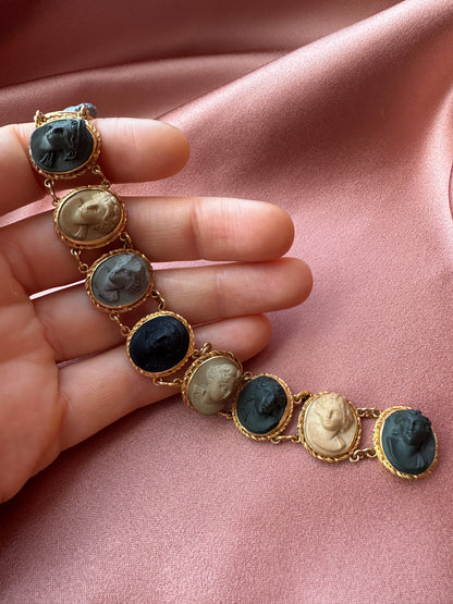 Antique Lava Cameo Bracelet