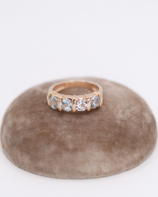 Four-Stone Aquamarine Band — 14k Yellow Gold