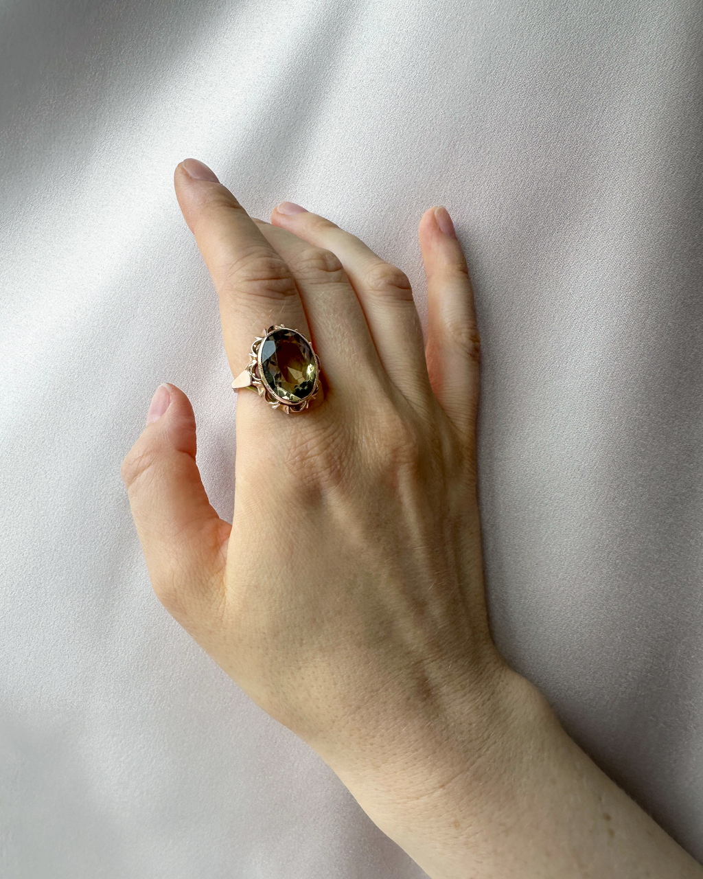 Vintage Smoky Quartz & Rose Gold Ring