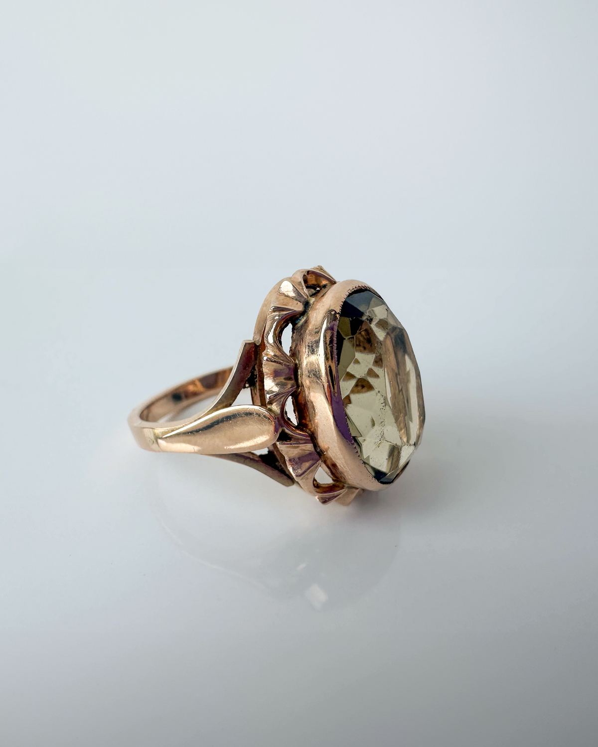 Vintage Smoky Quartz & Rose Gold Ring