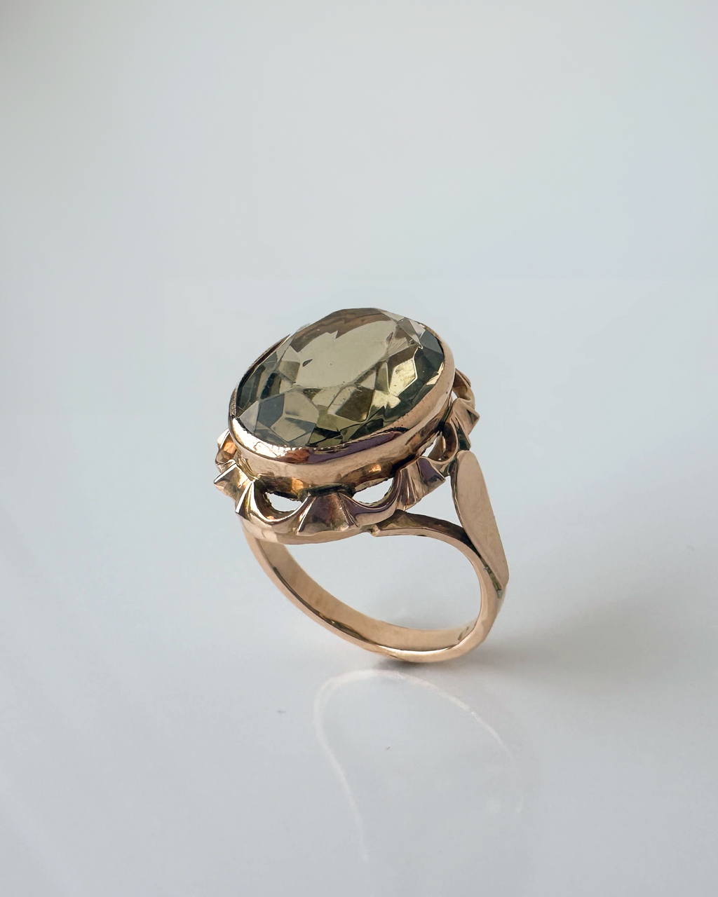 Vintage Smoky Quartz & Rose Gold Ring