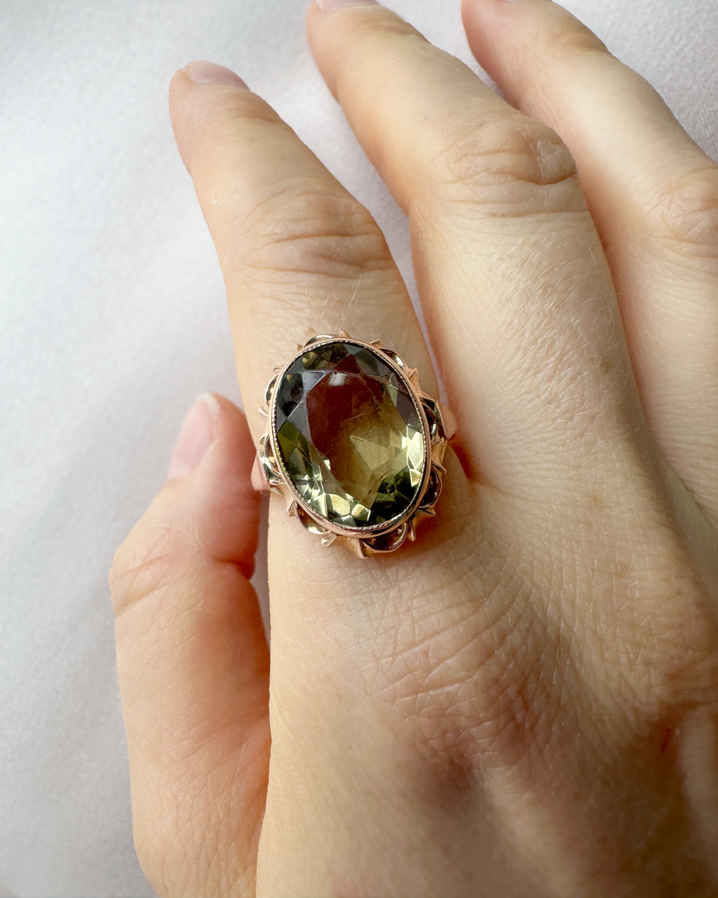 Vintage Smoky Quartz & Rose Gold Ring