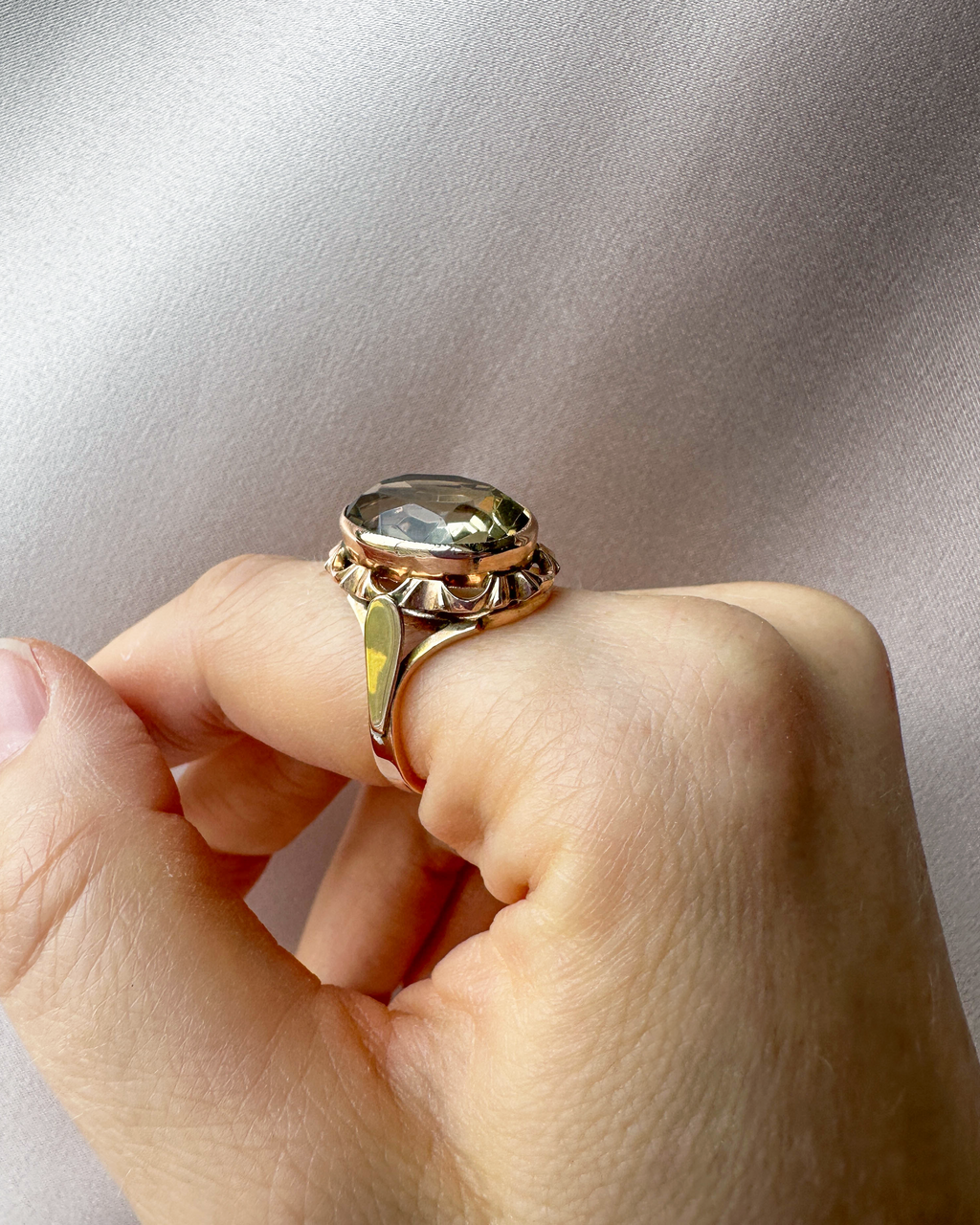Vintage Smoky Quartz & Rose Gold Ring