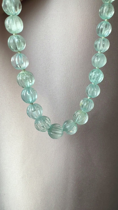 Oceanic Depths Aquamarine Bead Necklace